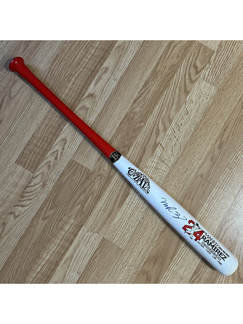 Manny Ramirez Signed Cooperstown Reverse the Curse 2004 WS MVP Bat Beckett